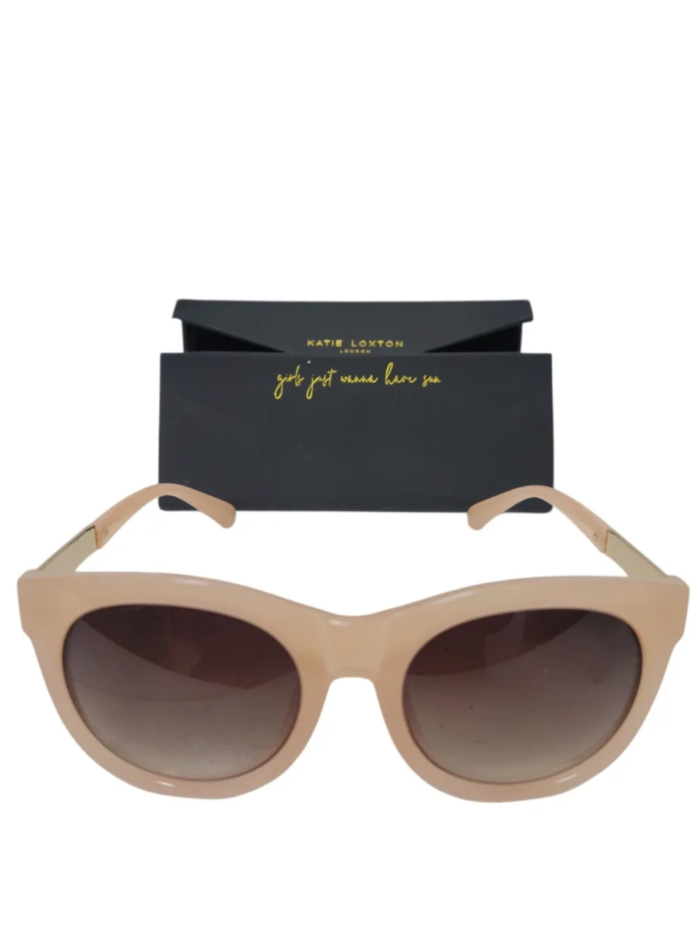 Katie Loxton Vienna Sunglasses Thick Pale Pink Frame Gradient Brown Lenses